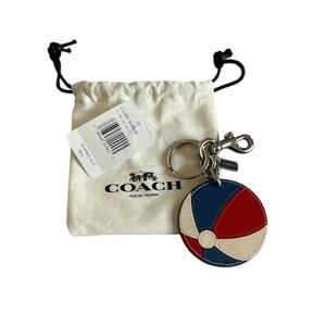 Coach Leather Beach Ball Bag Charm and/or Keychain w/Dust Bag - NWT